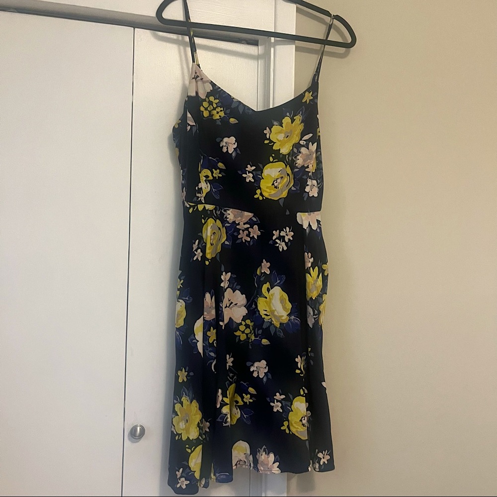Navy Floral Old Navy Spaghetti Strap Skater Dress XL